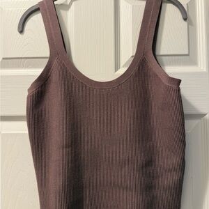Women's Ribbed Tank Top - Brown
